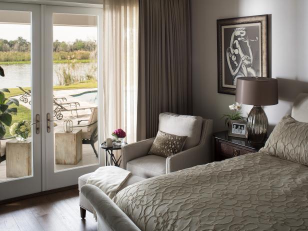 Transitional Bedroom Outdoor Pool Patio Access